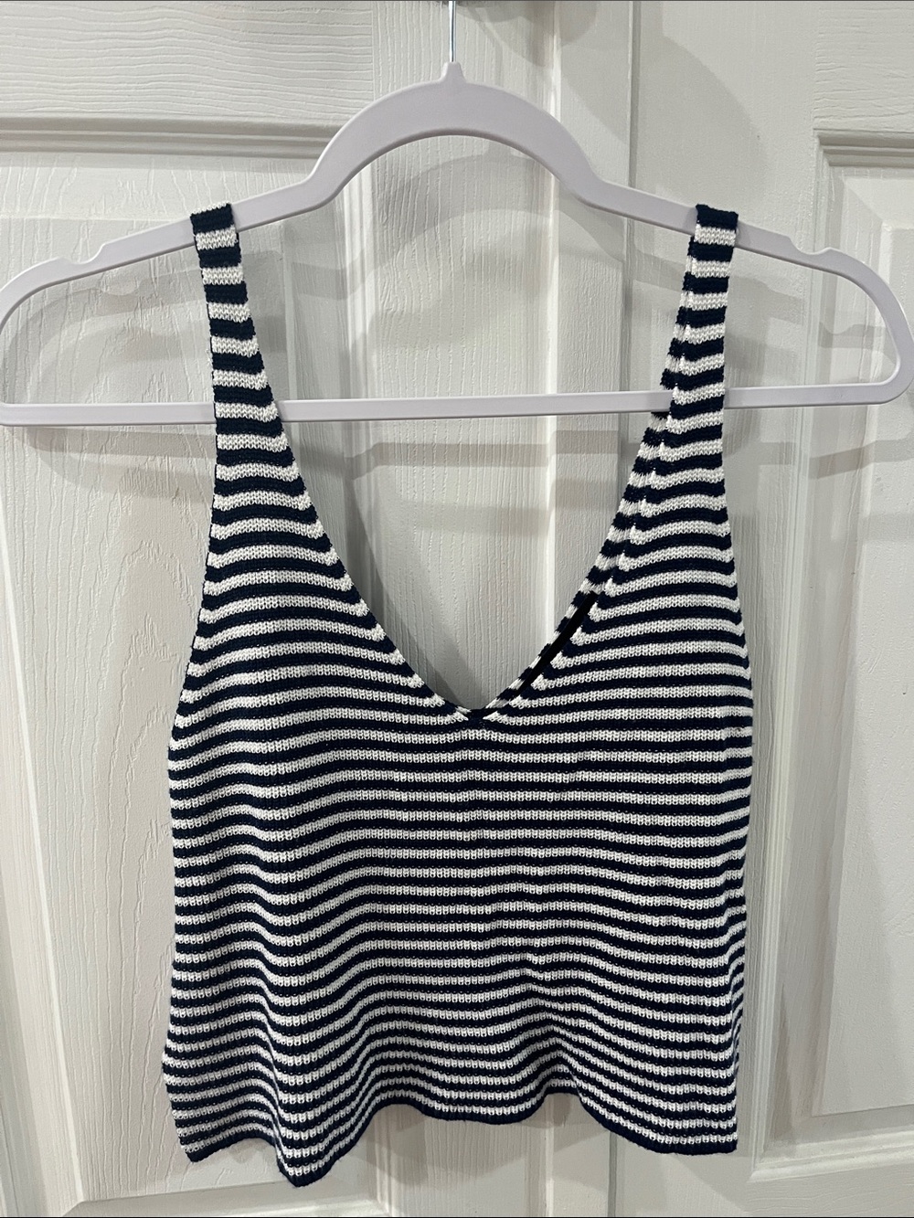 Forever 21 Knit Striped Tank Top - Navy and White
